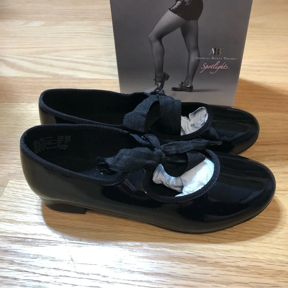 American Ballet Theater Tap Shoes Black 12.5 Tie Middle